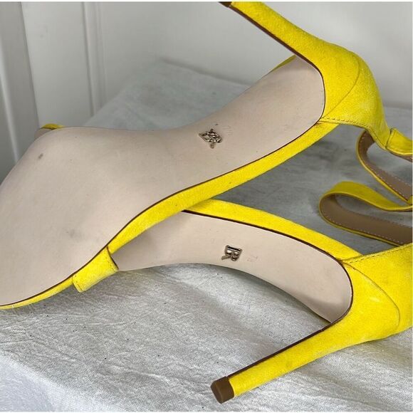 Banana Republic Suede Leather Yellow Heeled Sandals 7.5 - Picture 7 of 9